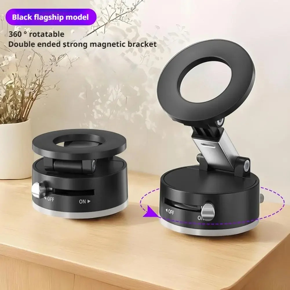 360° Magnetisk Mobilhållare med Vakuumsugkopp – För Bil, Gym, Spegel & Släta Ytor