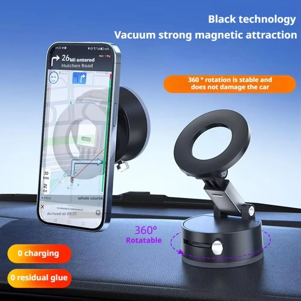 360° Magnetisk Mobilhållare med Vakuumsugkopp – För Bil, Gym, Spegel & Släta Ytor