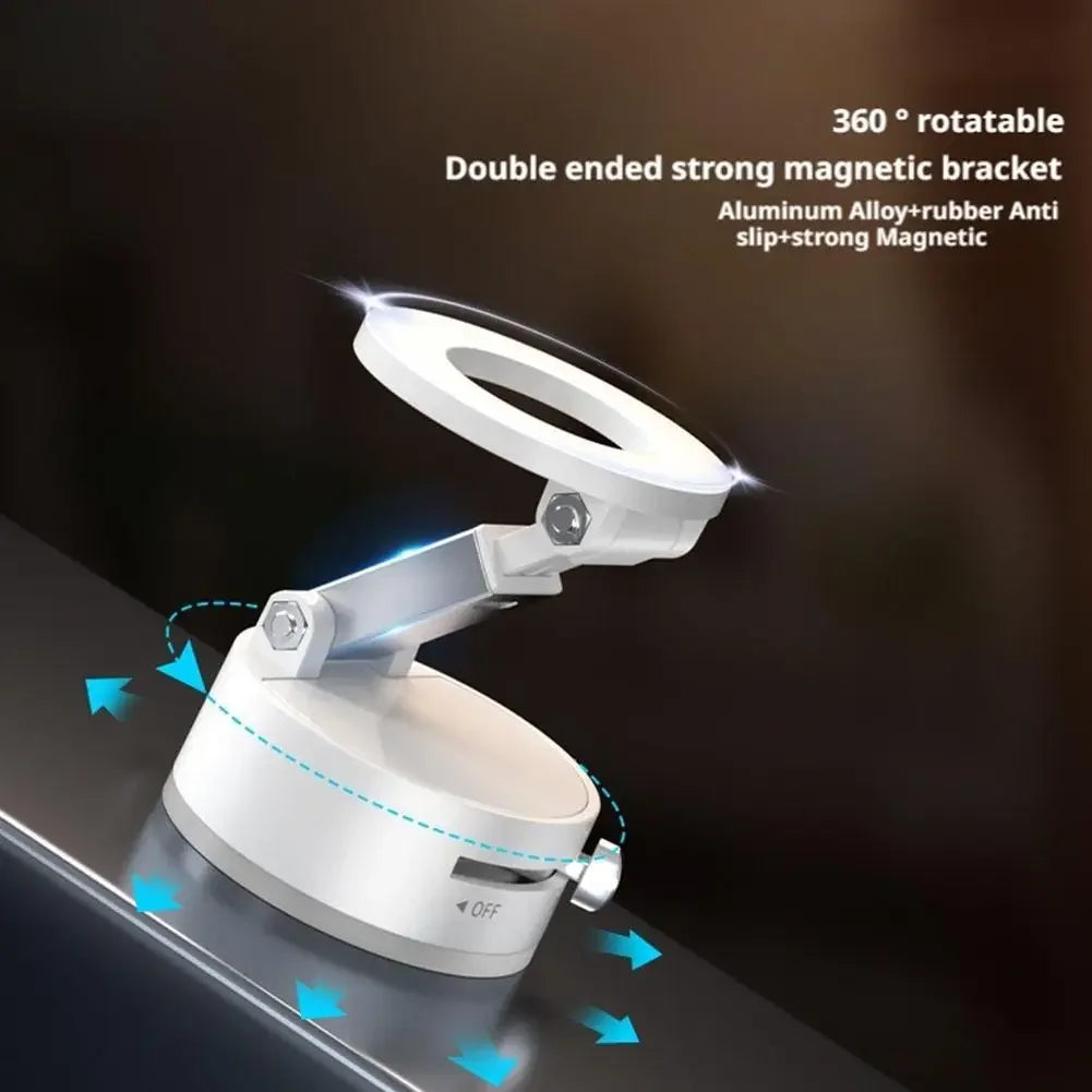 360° Magnetisk Mobilhållare med Vakuumsugkopp – För Bil, Gym, Spegel & Släta Ytor