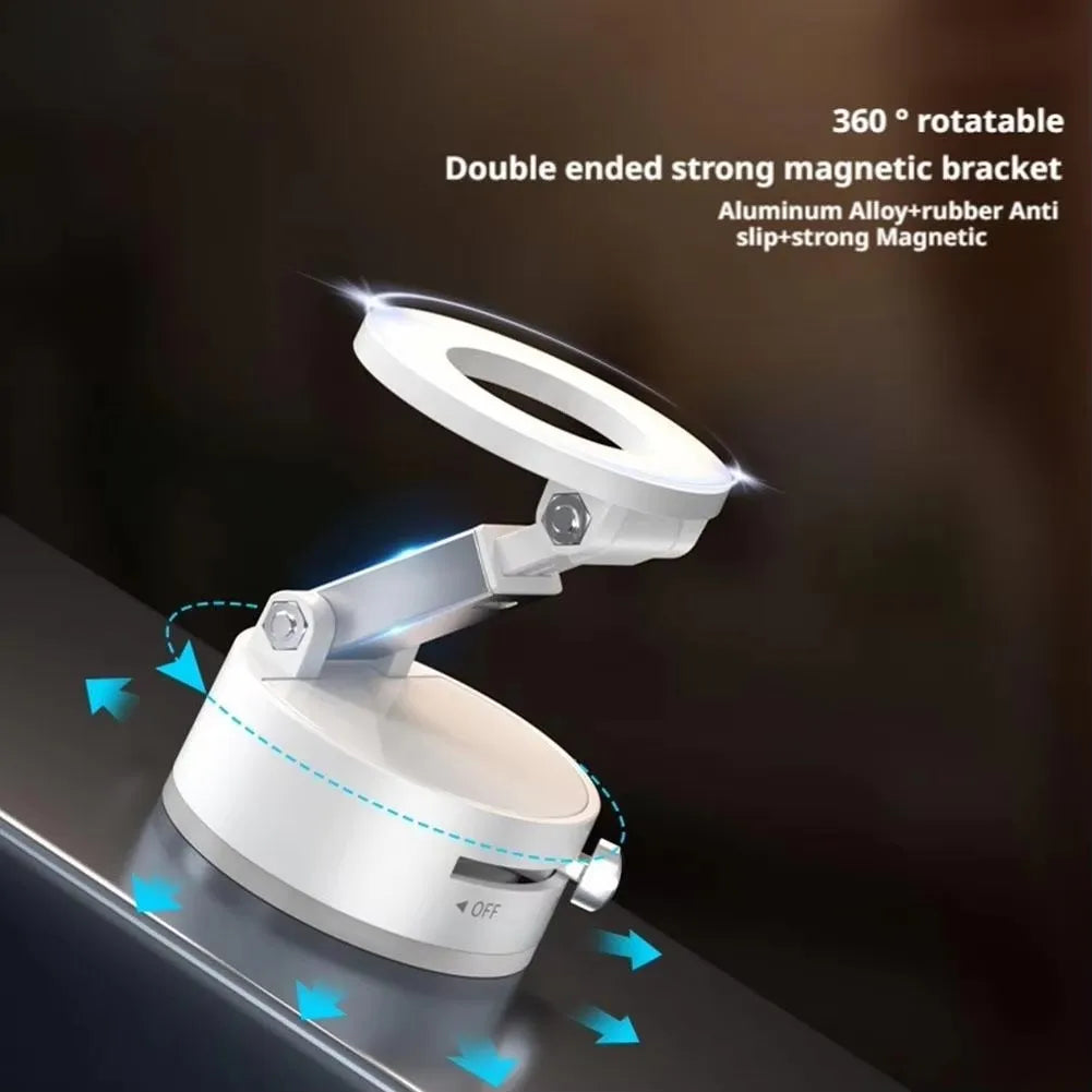 360° Magnetisk Mobilhållare med Vakuumsugkopp – För Bil, Gym, Spegel & Släta Ytor